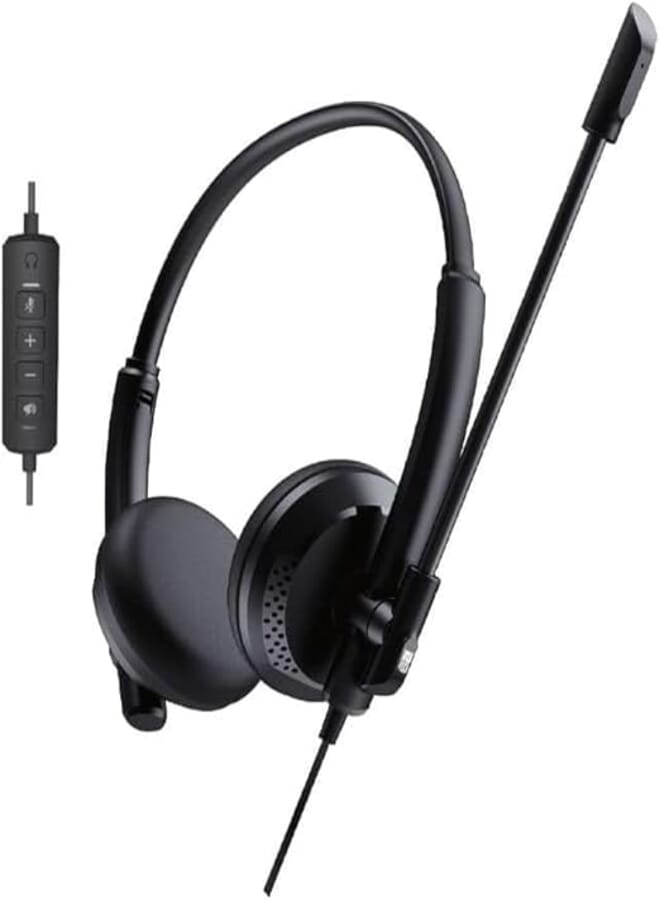 2B Business USB Headphones with Microphone, Black